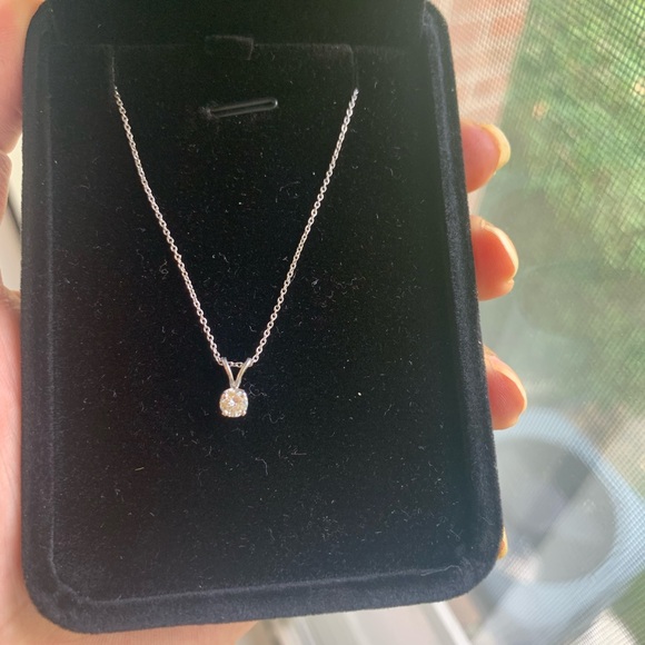 Jewelry - 18k white gold chain with 14k gold solitaire charm